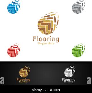 Bodenbelag Logo für Parkett Holz oder Vinyl Hartholz Granit Fliesen Vektor Design Stock Vektor
