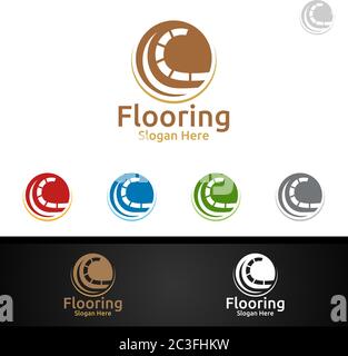 Bodenbelag Logo für Parkett Holz oder Vinyl Hartholz Granit Fliesen Vektor Design Stock Vektor