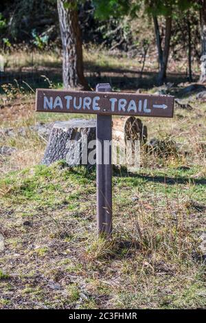 Eine Beschreibung für den Trail im Haleakala Nationalpark, Hawaii Stockfoto