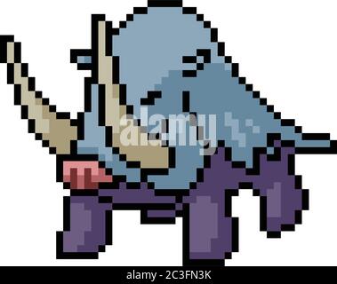 vektor Pixel Kunst Monster Wildschwein isoliert Cartoon Stock Vektor