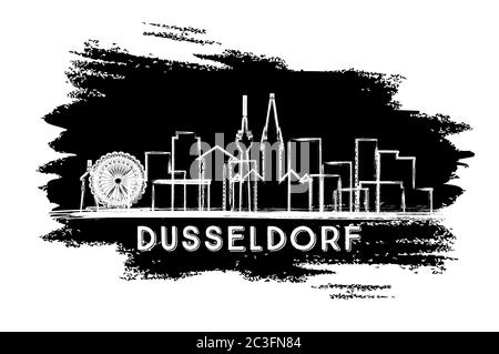 Düsseldorf City Skyline Silhouette. Handgezeichnete Skizze. Business Travel und Tourismus Konzept mit historischer Architektur. Vektorgrafik. Stock Vektor