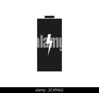 Akkusymbol in Vektor auf weißem Hintergrund dargestellt Stockfoto