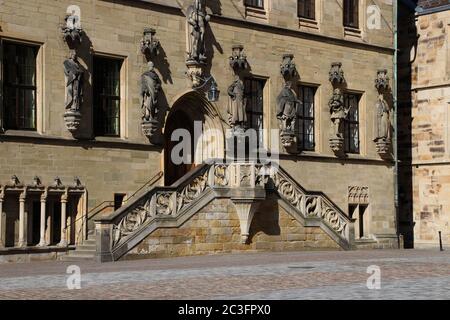 Die Rathaustreppe in Osnabrück Stockfoto