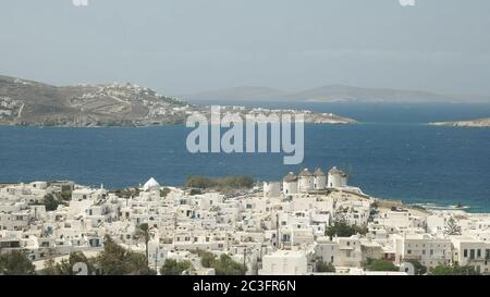 Blick auf die Stadt chora auf mykonos Stockfoto
