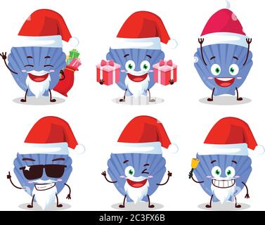 Weihnachtsmann Emoticons mit blauer Schale Cartoon-Charakter Stock Vektor