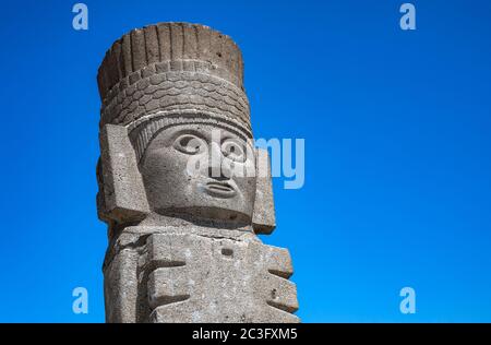 Toltec Warriors oder Atlantes Säulen in der Pyramide von Quetzalcoatl in Tula, Mexiko Stockfoto