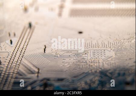 Nahaufnahme der Computerplatine, Computer Industrie Konzept. Stockfoto