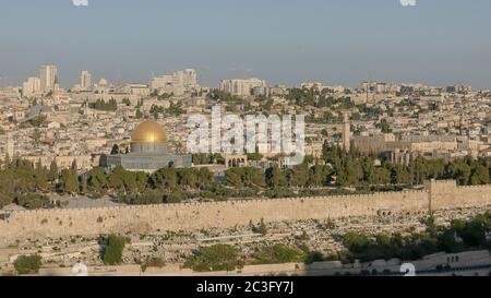 Tempelberg Weitblick von mt Oliven in jerusalem Stockfoto