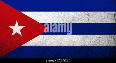 Nationalflaggen der Republik Kuba. Grunge Hintergrund Stockfoto