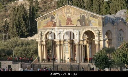 Nahaufnahme der Front der Kirche aller Nationen in jerusalem Stockfoto