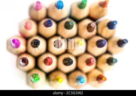 Färben Holzbleistift mit der Spitze nach oben Stockfoto