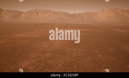 Fantastische marslandschaft in rostigen Orangetönen Stockfoto