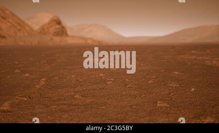 Fantastische marslandschaft in rostigen Orangetönen Stockfoto