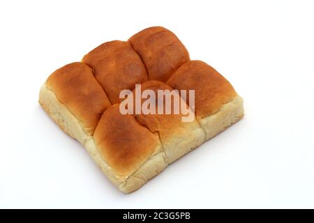 Brot, Bäckerei-Symbol, Schnittbrot frischen Weizen isoliert auf weißem Hintergrund Stockfoto