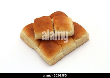 Brot, Bäckerei-Symbol, Schnittbrot frischen Weizen isoliert auf weißem Hintergrund Stockfoto