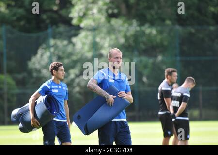 KSC Karlsruher SC trainiert für das nächste Fußballspiel in der zweiten Liga gegen Arminia Bielefeld Stockfoto