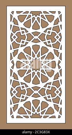 Lasergeschnittene Vektorplatte. CNC Dekor Muster, Jali Design, Innenwand. Islamisches, arabisches Laserschneidemuster Stock Vektor