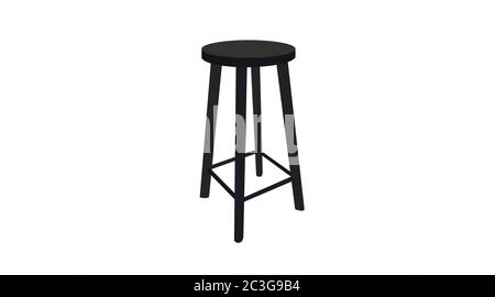Vektor isolierte Illustration eines schwarzen Holzhocker Stock Vektor