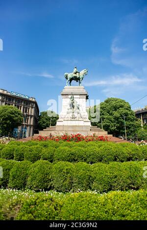 Mailand. Italien - 21. Mai 2019: Giuseppe Garibaldi Denkmal in Mailand. Cairoli Platz. Stockfoto