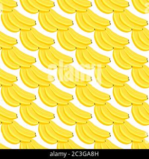 Illustration zum Thema große farbige nahtlose Banane, helles Fruchtmuster für die Dichtung. Fruchtmuster aus einer schönen, nahtlosen, wiederholten Banane. Einfach Stock Vektor