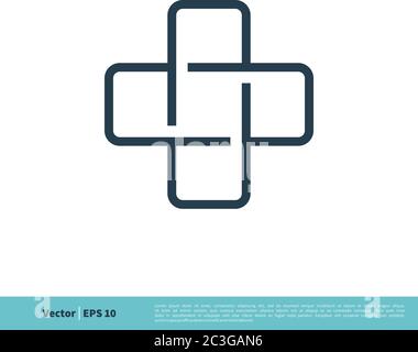Healthcare Cross Line Art Icon Vektor Logo Vorlage Illustration Design. Vektor EPS 10. Stock Vektor
