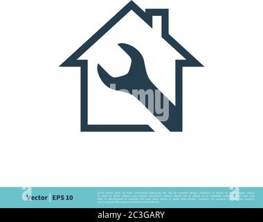 Schlüssel und Haus Symbol Vektor Logo Vorlage Illustration Design. Vektor EPS 10. Stock Vektor