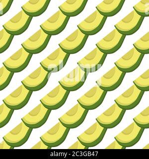 Illustration zum Thema großes farbiges, nahtloses Avocado-Muster mit hellem Fruchtmuster für die Versiegelung. Fruchtmuster, das aus einem schönen, nahtlosen, wiederholten Avocado besteht. Köcheln Stock Vektor