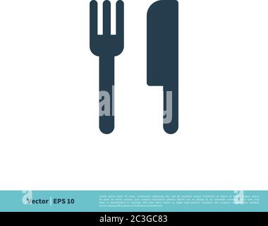 Gabel und Messer Symbol Vektor Logo Vorlage Illustration Design. Vektor EPS 10. Stock Vektor