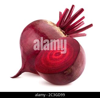 Rote Beete isoliert auf weißem Hintergrund mit Freistellungspfad Stockfoto