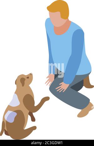 Erstes Symbol für das Hundetraining, isometrischer Stil Stock Vektor