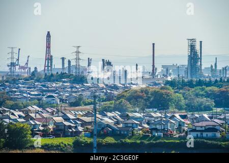 Sendai Hafen sichtbar von der Präfektur Miyagi Shichigahama Stockfoto