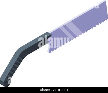 Baum kleines Hand Säge Symbol, isometrisch Stil Stock Vektor