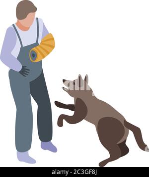 Symbol für das Training von Polizeihunden, isometrischer Stil Stock Vektor