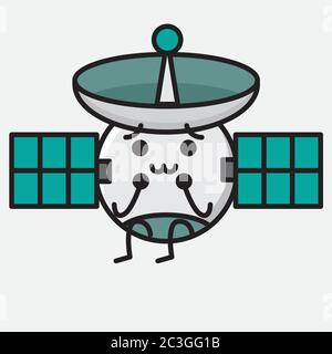 Eine Illustration von Cute Satellite Antenne Maskottchen Vektor-Charakter in Flat Design Style Stock Vektor