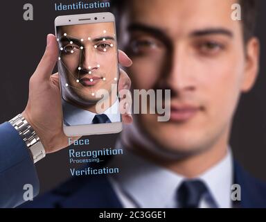 Konzept der Gesichtserkennung Software und Hardware Stockfoto