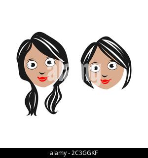 Illustration von niedlichen Mädchen Gesichter zeigen verschiedene Emotionen, EPS 10 Stock Vektor