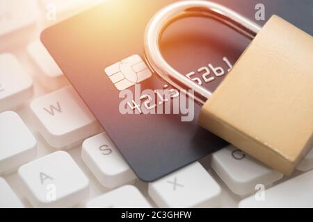 Sicherheit von Kreditkarten-Zahlung Stockfoto