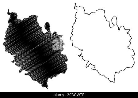 Kanton Vianden (Großherzogtum Luxemburg, Verwaltungsabteilungen) Karte Vektorgrafik, Skizze mit Kritzeleien Vianden Karte Stock Vektor