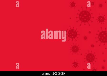 Illustration Form eines Virus auf rotem Hintergrund, Coronavirus, covid19, Konzept Stockfoto