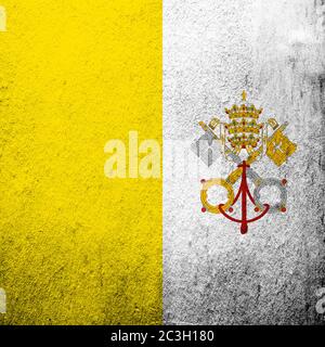 Nationalflaggen des Staates Vatikanstadt. Grunge Hintergrund Stockfoto