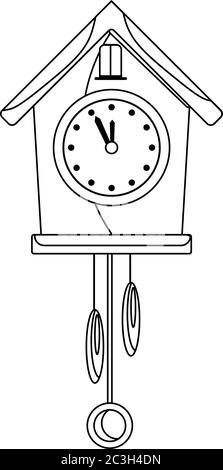 Vektor-Uhr mit Kuckuck-Färbung auf einem weißen isolierten Hintergrund. Stock Vektor