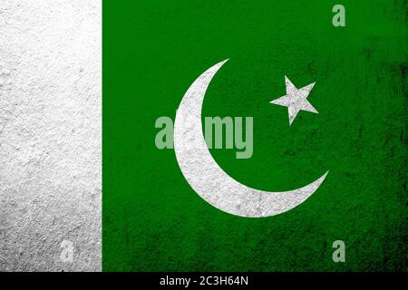 Nationalflaggen der Islamischen Republik Pakistan. Grunge Hintergrund Stockfoto