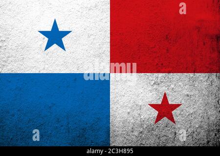 Nationalflaggen der Republik Panama. Grunge Hintergrund Stockfoto