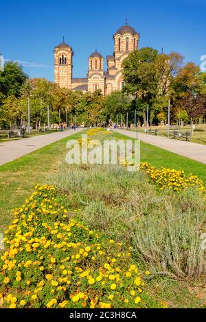 Belgrad / Serbien - 30. September 2018: St. Mark's Church, Serbisch-orthodoxe Kirche im Tasmajdan Park in Belgrad, Serbien, gebaut 1940 in der Ser Stockfoto