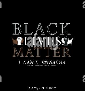 Plakatgestaltung mit Demonstration, Revolution, Protest, Rassismus, schwarz-weiß-häutigen Menschen, Diskriminierung, Freiheit, traf mich. Schwarze Leben sind wichtig. Stock Vektor