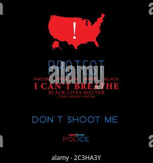 Plakatgestaltung mit Demonstration, Revolution, Protest, Rassismus, schwarz-weiß-häutigen Menschen, Diskriminierung, Freiheit, traf mich. Rot und blau gefärbt. Stock Vektor