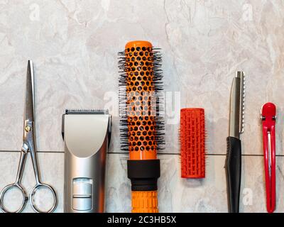 Werkzeug eines Friseursalons Stockfoto