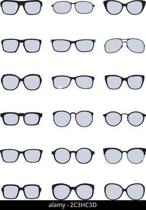 Brillen Einstellen. Vektorgrafik und Symbol. Stock Vektor