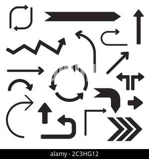 Schwarze Pfeile. Satz von einfachen Zeichen Stock Vektor