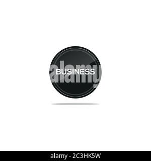 Schreiben Geschäft in einem schwarzen Kreis. Vor dem Geschäftsartikel befindet sich ein kreisförmiges Glas. Stock Vektor